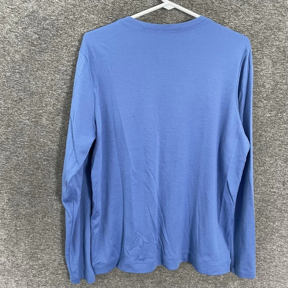 Wool& Cardigan Sweater Womens XL Blue Merino Wool Nylon Button Front Rib Knit - Picture 5 of 6